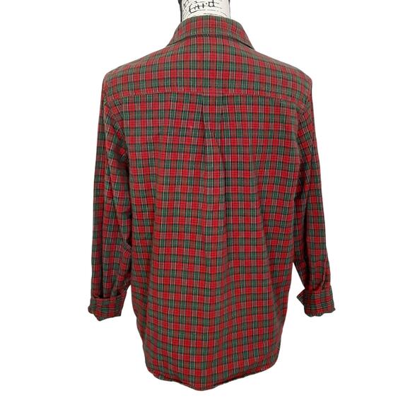 Vintage 90s Santa Claus Embroidered Button Up Shirt Red Plaid Christmas Womens L - Picture 4 of 11